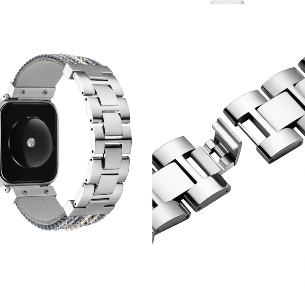 POSH TECH BEADED BRACELET STRAP GOLD GREY APPLE WATCH  FITS 42-44mm NWT